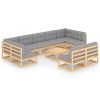 10 pcs conjunto lounge de jardim c/ almofadões pinho maciço - Image 2