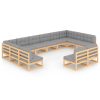 12 pcs conjunto lounge de jardim com almofadões pinho maciço - Image 2