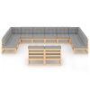 12 pcs conjunto lounge de jardim com almofadões pinho maciço - Image 3