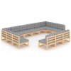 13 pcs conjunto lounge de jardim c/ almofadões pinho maciço - Image 2