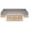 13 pcs conjunto lounge de jardim c/ almofadões pinho maciço - Image 3