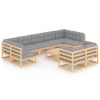 10 pcs conjunto lounge de jardim c/ almofadões pinho maciço - Image 2