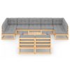 10 pcs conjunto lounge de jardim c/ almofadões pinho maciço - Image 3