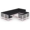 10 pcs conj. lounge de jardim c/ almofadões pinho maciço branco - Image 2