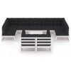 10 pcs conj. lounge de jardim c/ almofadões pinho maciço branco - Image 3