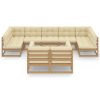10 pcs conj. lounge jardim almofadões pinho maciço castanho mel - Image 3