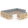 11 pcs conjunto lounge de jardim c/ almofadões pinho maciço - Image 2