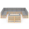 11 pcs conjunto lounge de jardim c/ almofadões pinho maciço - Image 3