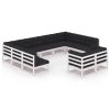 11 pcs conj. lounge de jardim c/ almofadões pinho maciço branco - Image 2