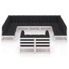 11 pcs conj. lounge de jardim c/ almofadões pinho maciço branco - Image 3