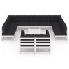 12 pcs conj. lounge de jardim c/ almofadões pinho maciço branco - Image 3