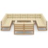 12 pcs conj. lounge jardim almofadões pinho maciço castanho mel - Image 3