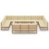 14 pcs conj. lounge jardim almofadões pinho maciço castanho mel - Image 3