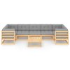 8 pcs conjunto lounge de jardim c/ almofadões pinho maciço - Image 3