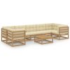 8 pcs conj. lounge jardim almofadões pinho maciço castanho mel - Image 2