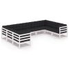 9 pcs conj. lounge de jardim c/ almofadões pinho maciço branco - Image 2