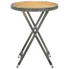 Mesa de chá 60 cm vime PE e madeira de acácia maciça cinzento - Image 2