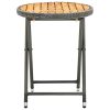 Mesa de chá 60 cm vime PE e madeira de acácia maciça cinzento - Image 3