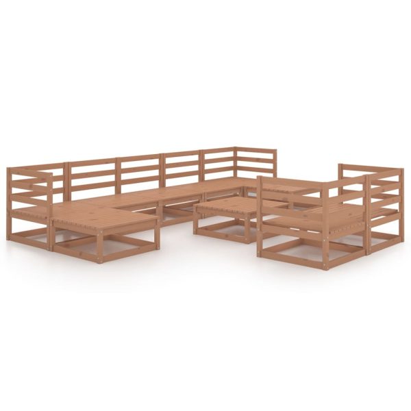 10 pcs conjunto lounge de jardim pinho maciço castanho-mel - Image 2
