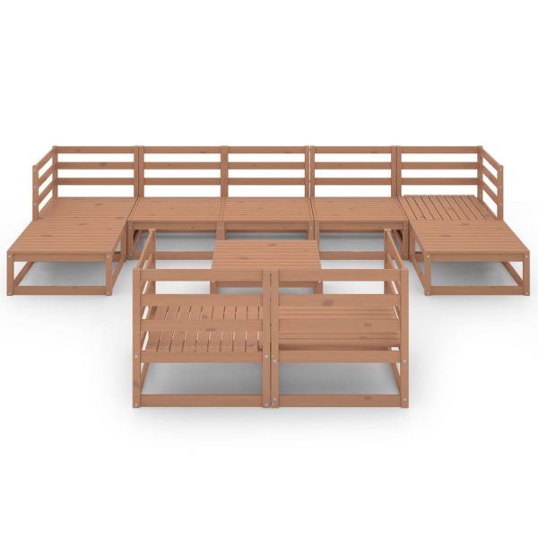 10 pcs conjunto lounge de jardim pinho maciço castanho-mel - Image 3