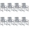 Cadeiras de jardim 8 pcs madeira de acácia maciça cinzento