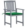 Cadeiras de jardim c/ almofadões 8 pcs acácia maciça cinzento - Image 2