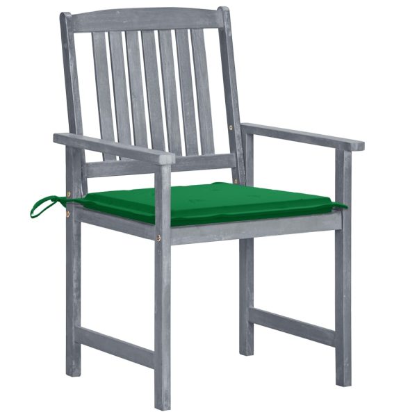Cadeiras de jardim c/ almofadões 8 pcs acácia maciça cinzento - Image 2