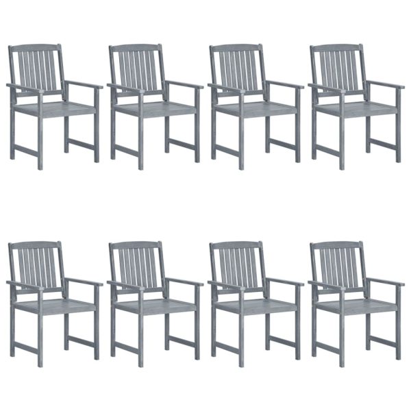 Cadeiras de jardim c/ almofadões 8 pcs acácia maciça cinzento - Image 3