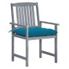 Cadeiras de jardim c/ almofadões 8 pcs acácia maciça cinzento - Image 2