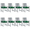Cadeiras de jardim c/ almofadões 8 pcs acácia maciça cinzento