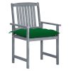 Cadeiras de jardim c/ almofadões 8 pcs acácia maciça cinzento - Image 2