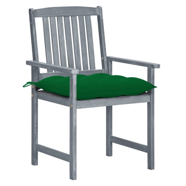 Cadeiras de jardim c/ almofadões 8 pcs acácia maciça cinzento - Image 2