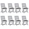 Cadeiras de exterior dobráveis 8pcs c/ almofadões acácia maciça
