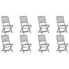 Cadeiras de exterior dobráveis 8pcs c/ almofadões acácia maciça - Image 2