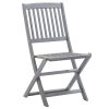 Cadeiras de exterior dobráveis 8pcs c/ almofadões acácia maciça - Image 3