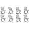 Cadeiras de exterior dobráveis 8pcs c/ almofadões acácia maciça - Image 2