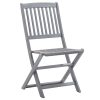Cadeiras de exterior dobráveis 8pcs c/ almofadões acácia maciça - Image 3