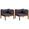 Sofás de canto 2pcs c/ almofadões cinzento-escuro acácia maciça - Image 2