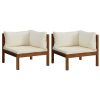 Sofás de canto 2 pcs c/ almofadões branco nata acácia maciça - Image 2
