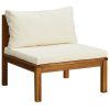 2 pcs conjunto sofás de jardim c/ almofadões branco nata acácia - Image 3