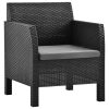 Cadeiras de jardim com almofadões 2 pcs vime PP antracite - Image 2