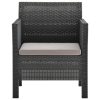 Cadeiras de jardim com almofadões 2 pcs vime PP antracite - Image 3