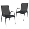 Cadeiras de jardim 2 pcs aço e textilene preto - Image 2