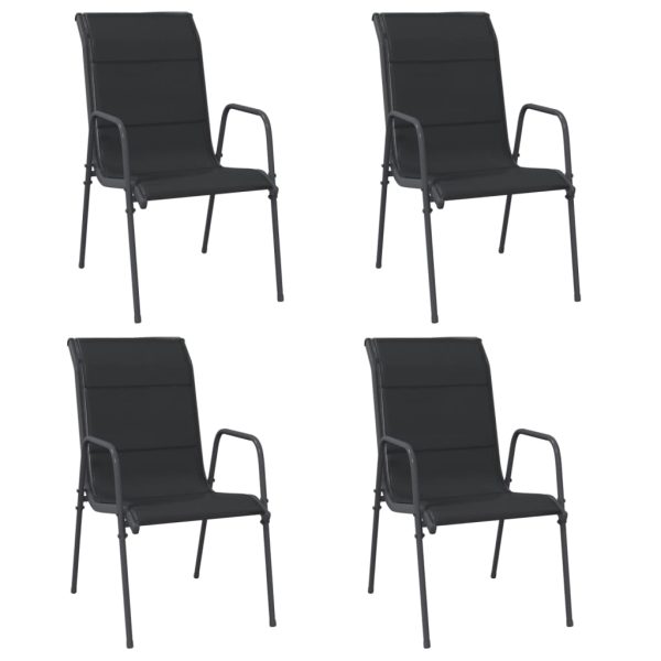 Cadeiras de jardim 4 pcs aço e textilene preto - Image 2