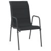 Cadeiras de jardim 4 pcs aço e textilene preto - Image 3