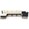 7 pcs conj. lounge jardim vime PE e madeira de eucalipto preto - Image 2