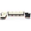 8 pcs conj. lounge jardim vime PE e madeira de eucalipto preto - Image 2