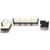 9 pcs conj. lounge jardim vime PE e madeira de eucalipto preto - Image 2