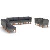 10 pcs conj. lounge jardim vime PE e madeira eucalipto cinzento