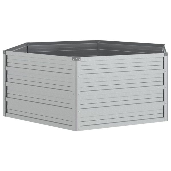 Canteiro elevado de jardim 129x45 cm aço galvanizado prateado - Image 2